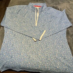 Women’s Peter Millar L Blue Patterned Quarter-Zip